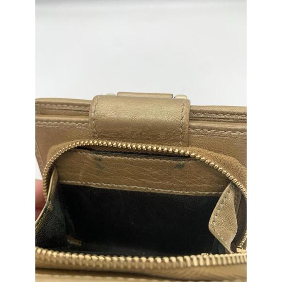 GUCCI Brown Gold Coated Canvas Leather Bifold D Ring Wallet Coin Purse - Picture 6 of 9